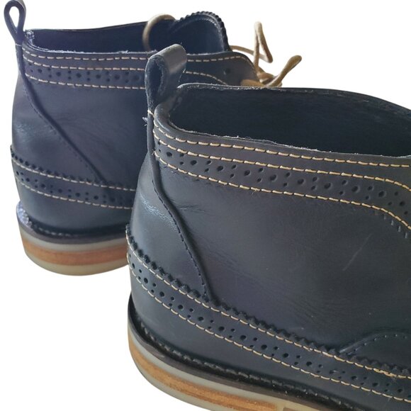 Swear Charlotte 6 made in Portugal Leather Ankle Boot Navy Blue Wing Tip Size 41 - Picture 5 of 11